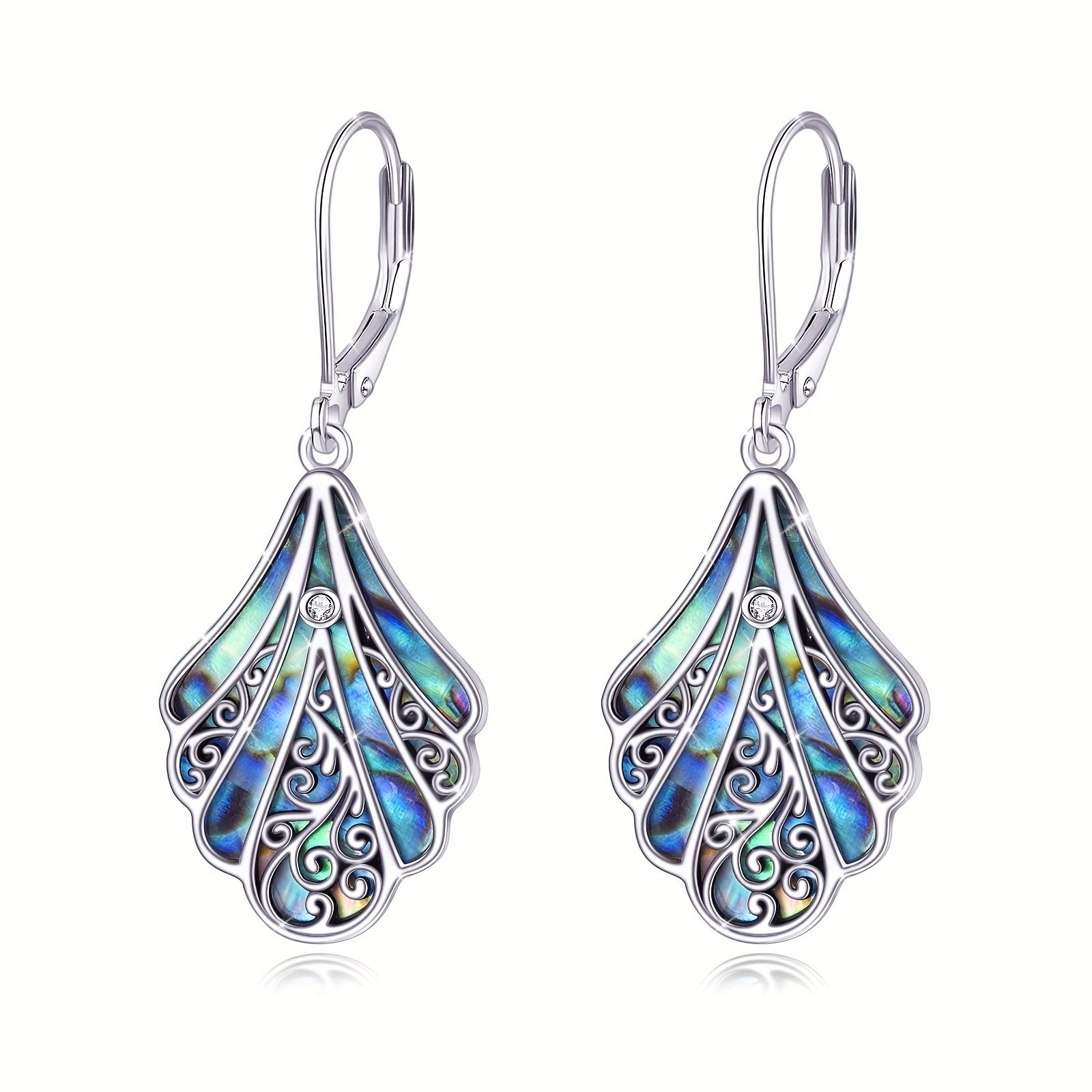 932ce9c80a56b07a38f202fe70f0330b_BWU6W8Vmqnj1Y.jpg 925 Sterling Silver Abalone Shell Dangle Drop Earrings For Women Filigree Bohemian Earrings Jewelry Gift - Image 1