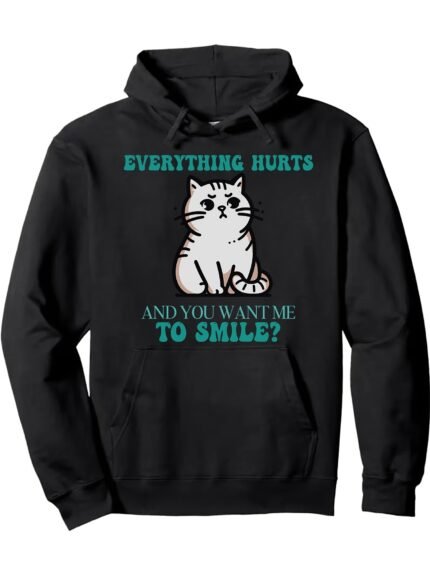 A Smiling And Interesting Black Cat Fashion Animal Letter Hoodie, with a Humorous And Satirical Pun Design, Soft And Breathable, Suitable for Giving As a Gift All Year Round