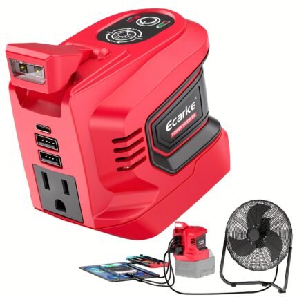 200W Power Inverter Compatible With Milwaukee, DC 18V To AC 110-120V Battery Inverter, Portable Power Station Generator, Charger Adapter Battery Powered Outlet W/ 2 USB Ports & 1 Type-C & 1 AC Outlet, For Camping, Outdoor, Emergency, No Battery.