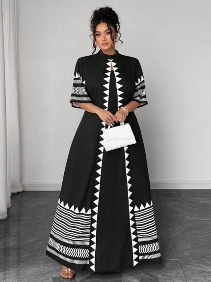 Plus Size - Women'S Plus Size Printed Tie-Front Two-Piece Dress