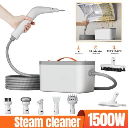 15S High-Power Rapid Heating Handheld Steam Cleaner for Home - 6 Multi-Functional Brush Heads, 1500W Large Capacity & Dual Safety Auto Power-Off Protection (Kitchen, Sofa, Floor, Bathroom)