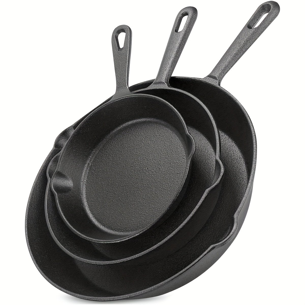 94892ba4-6377-4daa-ba84-9fce662740a9.jpg Cast Iron Skillet, Cast Iron Frying Pan Uncoated Set, Frying Pan with Drip Spout, Heavy Duty Pan Cookware, Household Pans, Kitchen Accessories, Home Cooking, Suitable for Frying, Stir-Frying, Cooking, Baking - Image 1