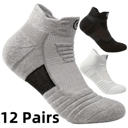 12 Pairs Men's Heavy-Duty Thick Anti-Slip Athletic Sports Socks with Arch & Cushioned Towel Sole - Moisture-Wicking, Breathable Design, Multi-Color Options (Grey/Black/White) - Enhanced Durability & Stability for Marathon Running, Gym, Hiking, Casual Wear - Multi-Color Options (Grey/Black/White) - Ideal for Active Lifestyle & Long-Lasting Comfort - Multi-Color Pack Available, Thick Socks For Men Sports