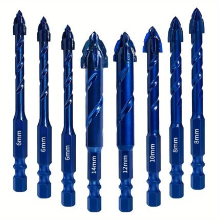 8pcs Upgraded Serrated Masonry Drill Bit - Set of 8 Concrete Drill Bits for Tile Glass Metal Brick Ceramic Plastic Wood