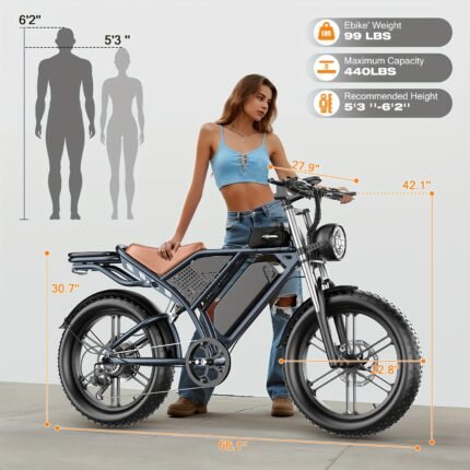F20-20"×4 Tire Electric Mountain Bike, 749W Motor,800Wh Battery Adult E-Bicycle for Off-road Riding Up to 75 Miles with Carrying Bag and 7 Speed Gear /k8 500 Watt Scooter with Basket And Seat Commuter Vehicle, Longdistance Travel, Urban Commuting, Folding E Bike, Sleek Ebike Design, Durable Construction, Highperformance Motor, Adult Ebike, Offroad Bike, Adventure Seekers, Adult Commuters