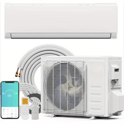 9000BTU/ 12000BTU Mini Split Air Conditioner & Heater with Inverter, 115V Ductless Split AC Unit with Pre-Charged Condenser, Heat Pump & Installation Kit, Ideal for homes, offices, or apartments