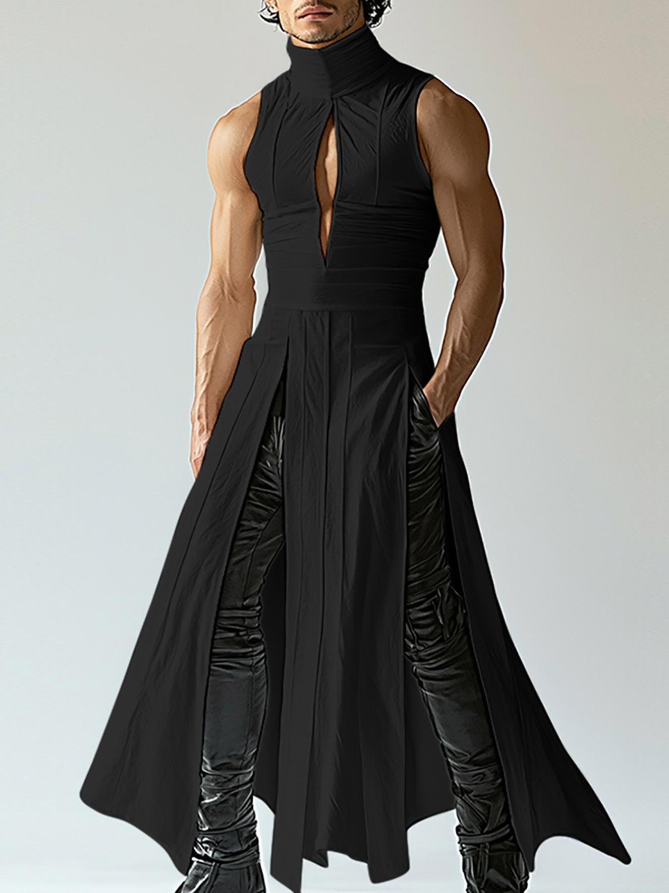 975c03f620514a5784a4f7c5653be8b9-goods.jpeg Men's Stylish Hollow Out Tank Top - High Neck Sleeveless Solid Color Vest with Cut-Out Details, Regular Fit Casual Streetwear for Daily Outdoor & Hippy Fashion, Machine Washable, Graphic Tank Top, Easycare Clothing, Summer Outfit, Baggy Style, Breathable Fabric, Urban Style - Image 1