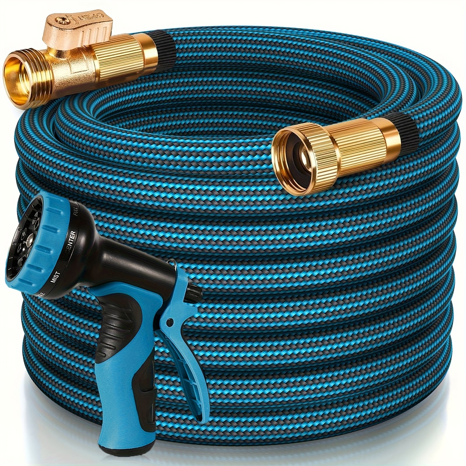 988029ec-0a6f-4cb8-9e37-bff4f9488b47-1.jpg 100ft Heavy-Duty All-Weather Garden Hose with 10-in-1 High-Pressure Sprinkler System - Heavy-Duty Plastic & Rubber Construction, Lightweight Non-Expanding Leak-Proof Design, US Standard Threaded Connectors for Lawn, Yard, Car Wash, Outdoor Use - 25/50/75/100ft Lengths Available (Compatible with Standard Hose Connectors) - Ideal for Residential & Commercial Use - Durable & Reliable, Flexible Garden Hose, Heavy Duty Garden Hose Expandable, Hoses For Garden Expandable, - Image 1