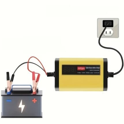12V Intelligent Battery Charger with Smart Trickle Maintainer & Desulfator - Heavy-Duty 12V Power Supply for 2Ah-100Ah Batteries, Temperature Compensation, Overcharge/Discharge Protection, 110-240V AC Input, Motorcycle, Car, Truck, Lawn Mower, RV, Boat Battery Charger - Compact & Portable Design with Digital Display, 50Hz/60Hz Frequency, 2A Output Current, US Plug, Ideal for All 12V Batteries, Battery with Charger, Battery Pack, Battery Charger with Batteries,