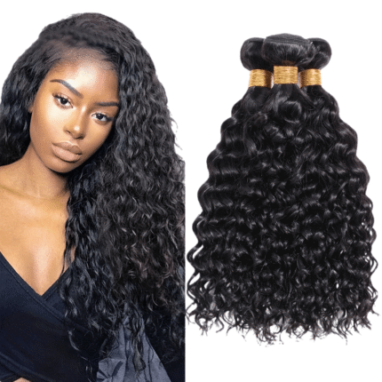10A Brazilian Remy Water Wave Human Hair Bundles - Unprocessed Double Weft Curly Extensions for Women, Natural Black Color, 14-26 Inches, Versatile & Long-Lasting for Styling, Versatile Hair Styling | Naturallooking Hair | Double Weft Construction, KIMO BEAUTY