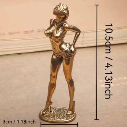 2 Creative Pure Copper Statues of Beautiful with Fair Light Beige, Long Legs, and Sexy Figures - Perfect as a Gift, No Electricity Required