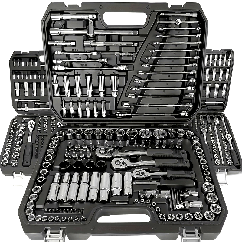 996dcc34f2068d5f954a4c1d065231e3_qzxkHOw1ZmgfT.png 151pcs or 46pcs Heavy-Duty Professional Auto, Bike, Motorcycle Tool Set - All-in-One Mechanic's Toolbox with Socket Wrenches, Impact-Resistant Case, Sockets, Wrenches, Screwdrivers, Pliers - Heavy-Duty Metal Construction for Garage, Workshop, DIY, Car, Bike, Motorcycle Repair - Compact & Portable Mechanic Tool Kit with Ratchet Wrench, No Battery Required, Organized Compartments for Easy Storage - Image 1