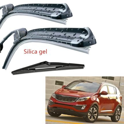 Set of 3 Front And Rear Windshield Wiper Blades for KIA Sportage SL Models from 2010 to 2015, Including Brushes Measuring 24", 18", And 12".