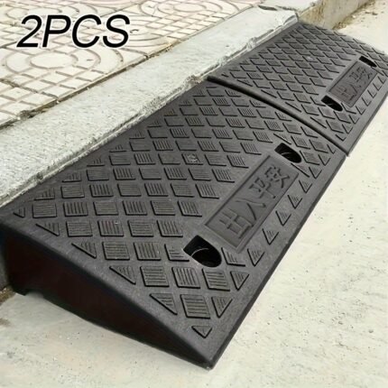 2 Portable Lightweight Plastic Curb Ramps, Heavy-Duty Plastic Threshold Ramp Set Suitable for Sidewalks, Cars, Bicycles, Motorcycles, Wheelchairs, and Pet Grass Cutting- Perfect for Housewives and People with Limited Mobility, Outdoor Use