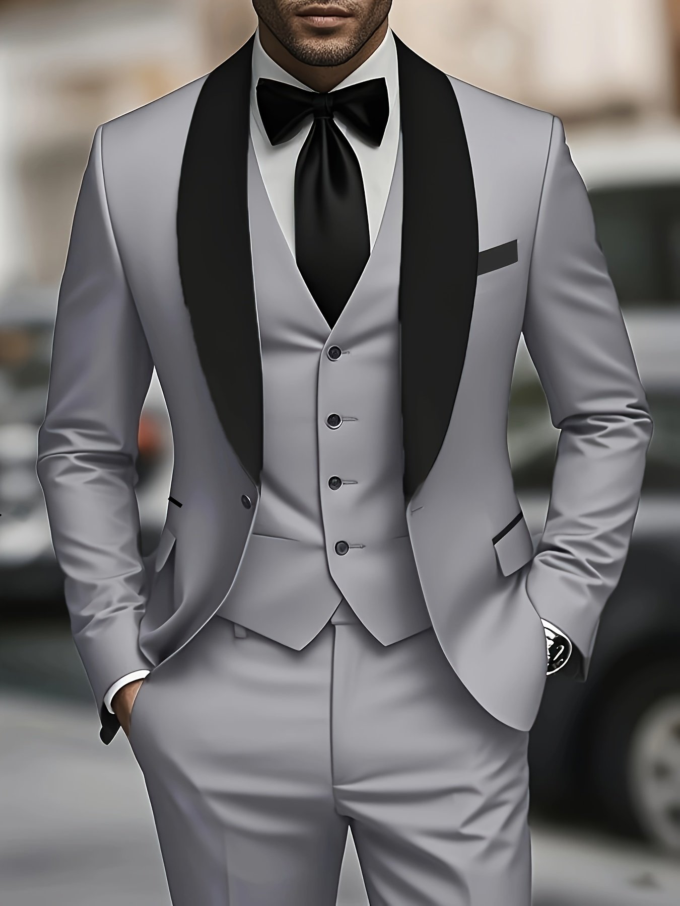 9b1a6841-fbf6-428d-a0cb-4a2e9e047f95.jpg Men'S 3pcs Suit, Green Fruit Collar, Large Suit, Suit Pants, Formal Tie, Wedding Dress, Vest, Work Uniform, Holiday Gift - Image 1