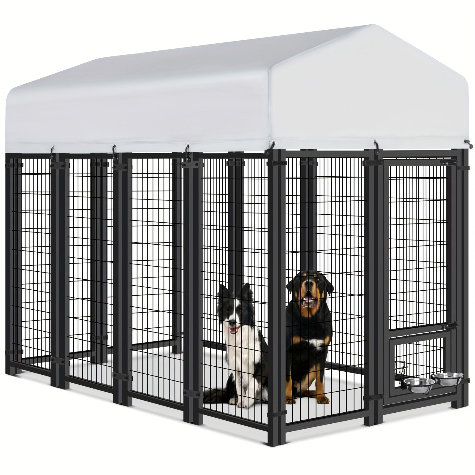 9ca0c4e3-41f9-4527-892d-1dc7ff6946ed-1.jpg TOWALKER Outdoor Dog Kennel For Large Dogs, Heavy Duty Welded Wire Steel Dog Playpen Fence With Secure Lock, Pet Pen With UV-Resistant Waterproof Roof Cover For Outside - Image 1