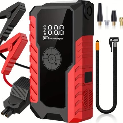 Portable Emergency Starter(Single starter and single air pump, as well as starter with air pump) 3 styles,, 5000A Peak 150PSIAir pump,  Charger, USB Type-C, LED Emergency Lighting, 2.11gal Gasoline/1.85gal Diesel Fast Charging - Rechargeable Lithium Polymer Battery