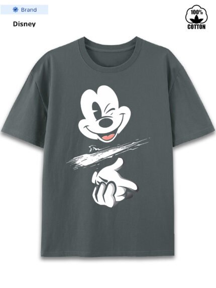 Disney Mickey Mouse Graphic Print Men's T-Shirt - 100% Cotton 220gsm Soft Breathable Fabric, Vibrant Red Casual Short Sleeve Round Neck Summer Tee, Machine Washable, Disney Shirts