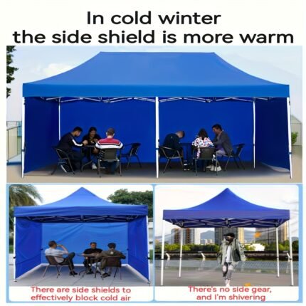 1pc Heavy-Duty Instant Pop-Up Outdoor Canopy Awning - Thickened Blue Fabric with 71-80% UV Block & Windproof Shield, Folding Shade Tent for Patio, Balcony, Garden, Poolside - Easy Setup (No Metal Frame Included) - Ideal for Camping, Markets, Events - Durable & Portable Sun Shade with Side Walls for Instant Shade Tent Gazebo, Windproof & Cold-Resistant Fabric Design