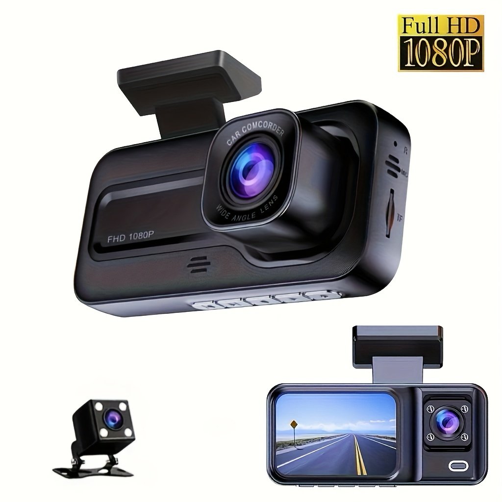 9eab09c1-4833-480b-b24e-659cdc490186.jpg 2 Lens & 3 Lens Dash Camera for Cars, 1080P Front | 480P Interior & Rear Car Video Recorder | 2.0 Inch Display | Night Vision | Loop Recording Car DVR Camera Parking Monitor, Optional 32GB memory card. - Image 1