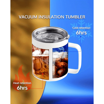 12oz Sublimation Tumblers Blank 4 Pack Stainless Steel Coffee Tumblers with Handle and Lid, Double Wall Vacuum Camping Cup for Hot & Cold Drinks Tea