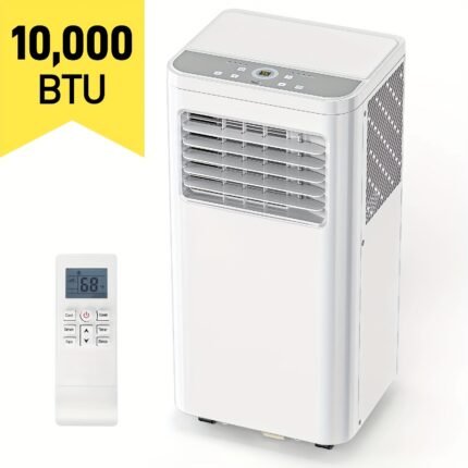 10000 BTU ASHRAE Portable Air Conditioner, 3in 1 Quiet & Fast Cooling Air Conditioner with Cooling, Fan, Dehumidifier, Remote Control, 24H Timer & Sleep Mode, Digital Display/Installation Window Kit, for Bedroom, Living Room, Office, 6300 BTU SACC