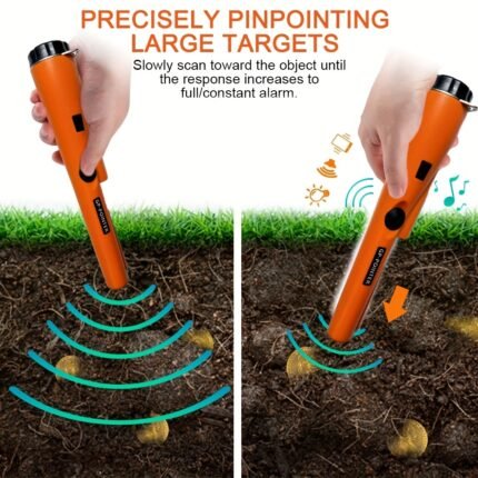 Metal Detector Pinpointer 360 Degree Search Golden &Treasure Finder with Bag &LED Indicator& Buzzer Vibration 9V BATTERY NOT INCLUDED, Golden Detector, Golden Detector High Quality, Metal Detecting, Relic Hunting, Ergonomic Grip, Handheld Device, High Sensitivity, Precision Detection, Buzzer Alert, Pinpointer Tool, Outdoor Enthusiasts, Treasure Hunters
