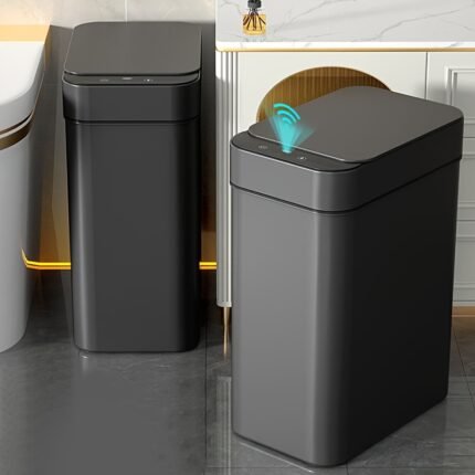 Automatic Trash Can, Smart Toilet Trash Bin, 2pcs/1pc Smart Sensor Trash Can, Black Gray White Household Trash Can, 11L/2.91 Gallon Motion Sensor Trash Bin for Kitchen and Office, Plastic Waste Paper Box with Smart Sensor Suitable for Bathroom, Office, Kitchen, Home, Outdoor, RV, Car, Touchless Slim Trash Bin