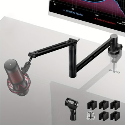 Boom Arm, 360° Rotatable Microphone Stand With Desk Mount, Foldable Desk Mic Arm With 3/8'' To 5/8'' Screw Adapter, Microphone Arm For Live Streaming, Gaming, Podcasting, Radio