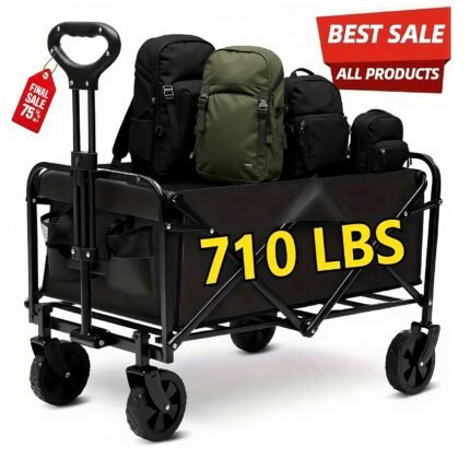 320/490/710LBS Heavy-Duty Folding Utility Cart/Wagon Cart-All-Terrain Stainless Steel Frame With 600D Oxford Cloth, No Assembly Required, Athletics Equipment Transporter -Durable Wheels & Sturdy Handle Design-Wagon Cart