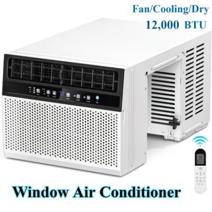 12000/10000/6000/5000 BTU Window AC Unit, Cools 450/350/250/150 Sq.Ft, Multi Modes & Speed, Timer, Ultra Quiet, Remote Control, Easy Install, for Bedroom/Office/Living Room, 36inch Tower Fan, Standing Bladeless Fan, 85° Oscillating Quiet Cooling, 115V, US Plug, Bedroom Cooling | Modern Air Conditioner | Quiet Operation, Air Conditioner for Home