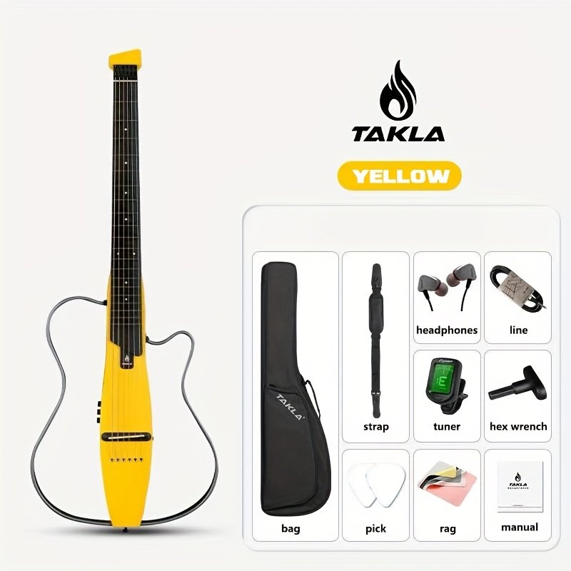 a0f0f0e2-9ef9-4888-ade0-685ef1fbe097.jpg 1pc TAKLA Silent Guitar, A Well-made Portable Travel Guitar, Available In A Variety Of Colors, Detachable Ultra-light Maple Body, Unique Pickup Design, Can Be Played Quietly And Work Performance, Suitable For Friends, Couples, Holiday Gifts - Image 1