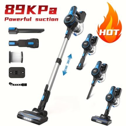 INSE Vacuum Cleaners for Home, 89KPa, 6-in-1Rechargeable Powerful Handheld Vacuum Cleaner/High Suction/Detachable Battery, Running Time 45 Minutes, 50.5oz Dust Cup, LED Brush, Vacuum Cleaners for Home, Hardwood Floor, Carpet And Pet Hair, Vacuum Cleaner for Home Heavy Duty, Cordless Vacuum Cleaner, Vacuum Cleaner Cordless for Home, Robotic Vacuum Cleaner, Vacuum Cleaner Strong Suction, Hardwood Floor Vacuum, Carpet Vacuum, Ergonomic Grip, Lightweight Cleaner, Detachable Battery