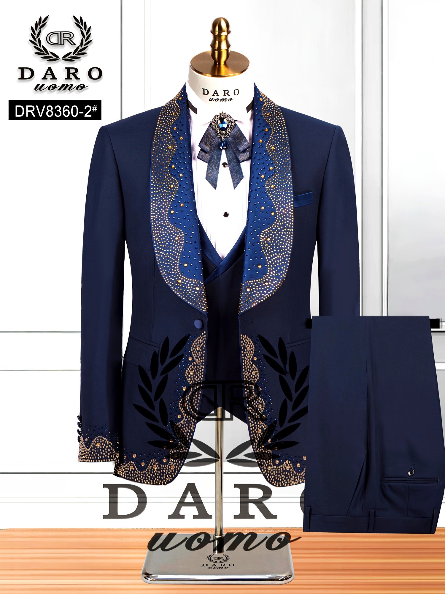 a200f488ba196da780ee04cb1f77072c_5dEDqG3RDkauG.jpg Men's 3pcs Luxury Tailored Tuxedo Set with Tailcoat, Vest & Pants - Navy & Golden Collar, Formal Party Wedding Gala Evening Suit, All-Season Elegant Men's Clothing, Solid Color Non-Stretch Fabric, Clean Only, Ready-to-Wear, Includes Tailcoat, Vest, and Matching Pants for Men, Perfect for Formal Events, Tuxedo Suits For Men, Men Wedding Suit, Suits For Men Full Set, Suit For Men, Wedding Suit For Men, Suits For Men - Image 1