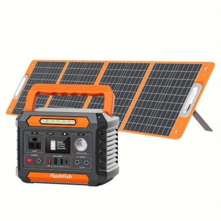Flashfish Portable Camping Power Station with/ Without Solar Panel - Lightweight Portable Charger Power Bank 300W Solar Generator 230.88Wh Battery Power Bank with AC/USB-C/USB QC3.0/DC Output/LED Light for Outdoor Camping, RV Traveling, Emergencies, Portable Generator for Camping, Camping Battery, Emergency Backup, Compact Design, Sturdy Build, Highefficiency Charging, Emergency Preparedness, Campers And Hikers