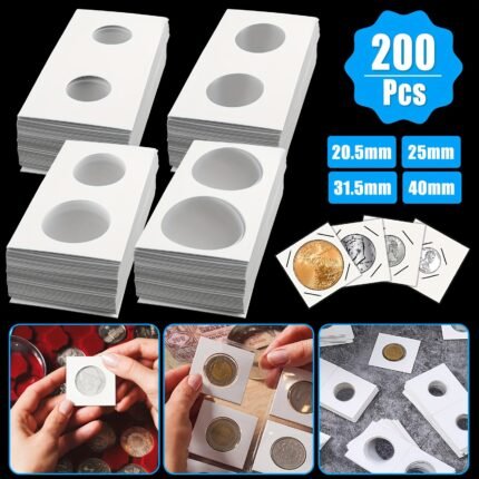 200pcs Coin Flip Mega Assortment - Cardboard Coin Flips 2x2 Coin Holder Flip Mega Assortment 2 By 2 Inch - For Coin Collectors -  For Organizing & Protecting Coin Collections