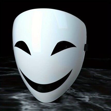 Anime-Themed Full Face Mask, 1pc - Festive Costume Party Horror Cosplay Accessory, Unisex Ghostly Smile Design