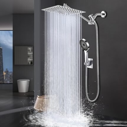 Modern Luxury Shower Head With Hand-held Shower Head Combination And Adjustable Arm, High-pressure Rain Shower Head, Galvanized/black Shower Head, Hand-held Shower Head, Shower Height Adjustable, Modern Design