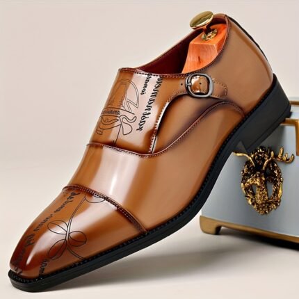 Fashionable Large Size Men'S Casual Shoes with Buckle Design, Beautiful And Elegant, Unique Pattern, Can Be Worn in All Seasons