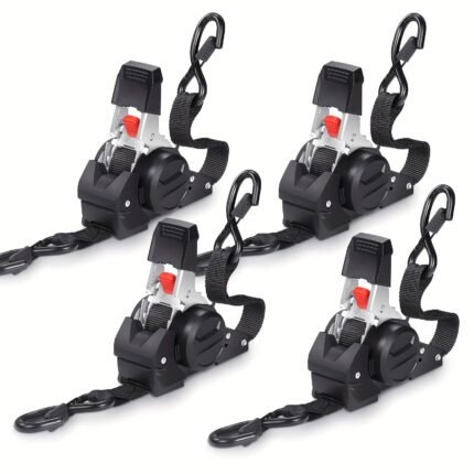 4pcs/2pcs Retractable Ratchet Straps, 10 Feet Heavy Duty Auto Self Retracting Tie Down Straps - 1500lb Break Strength - Cargo Straps for Truck, Cargo Trailer, Motorcycle, Moving, Appliances