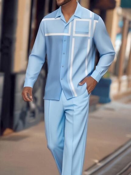 European And American Men'S Casual Long-Sleeved Shirt And Trouser Set, Christmas Tree Green Patterned Shirt, Lapel Buttons, Breathable And Comfortable to Wear in All Seasons, Back-To-School Season Men'S Gifts Are Essential for Anniversaries, Casual O