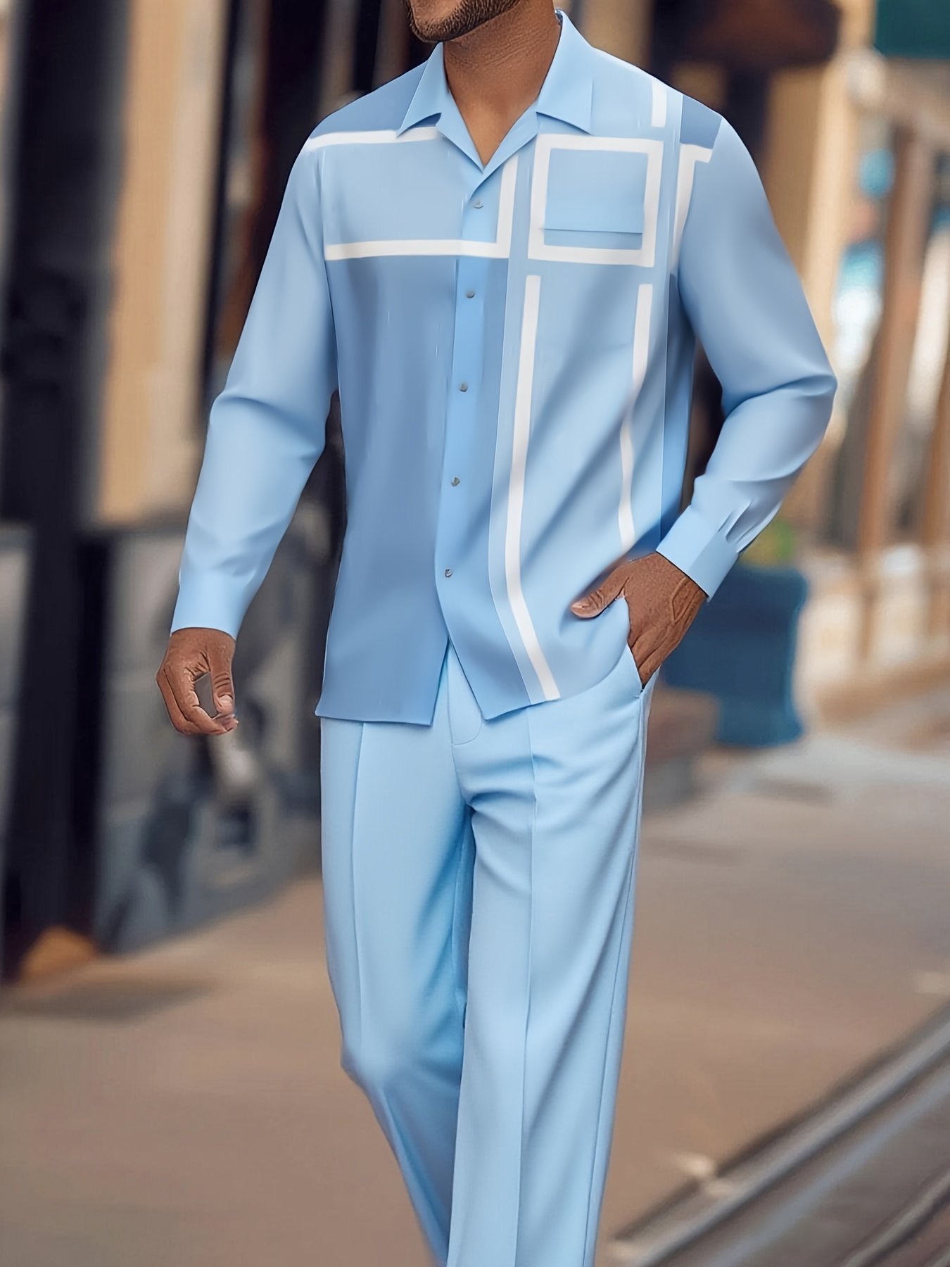 a7596c6d-1a42-4e61-a6d5-588180d9fec3.jpg European And American Men'S Casual Long-Sleeved Shirt And Trouser Set, Christmas Tree Green Patterned Shirt, Lapel Buttons, Breathable And Comfortable to Wear in All Seasons, Back-To-School Season Men'S Gifts Are Essential for Anniversaries, Casual O - Image 1