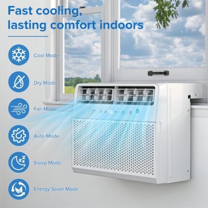12, 000 BTU/10, 000 BTU/6000 BTU/5000 BTU Window Air Conditioners, Air Conditioner Window Unit, Cooling/Fan/Dry Modes, Adjustable Speed, Quiet Operation Window AC Units, Full Window View, Easy to Install, for Bedroom, Living Room And Apartment, White