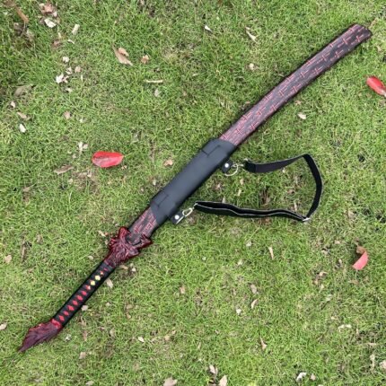 Blood Wolf Tang Knife, T10 Steel Hand Forged, Hand Carved Guard, Imported Rosewood And Leather Sheath, Suitable for Christmas, Halloween, Thanksgiving, Role Playing, Free Shipping, Uncut Blade