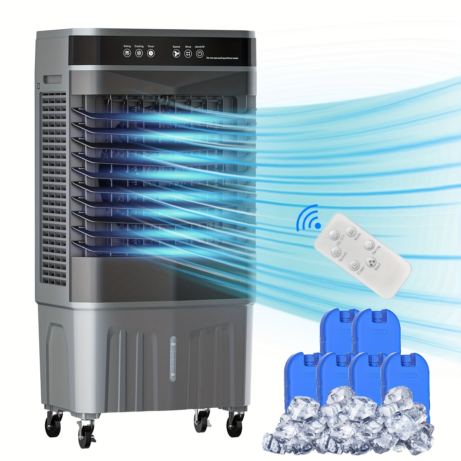 a8de1056-fa48-4238-9628-c139c5b86ffd.jpg 1800/2800CFM Evaporative Air Cooler Portable, Swamp Cooler W/ 12H Timer, 3 Speeds, Ice Packs for Fast Cooling, Large Water Tank - Indoor & Outdoor Use for Bedroom, Office, Garage, Patio - Image 1