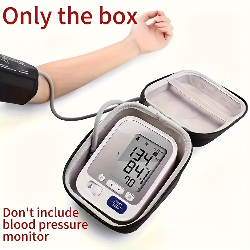 a95ea0b4-0e84-4457-b859-9dc458ab3390.jpg 1pc Durable Portable Blood Pressure Monitor Carrying Case with Handle - Fabric Protective Hard Shell Storage Bag for Cuff and Digital Machine Organization, Black, Zipper Closure, Minimalist Design, Portable Case | Sleek Black Case | Secure Zipper Closure, Blood Pressure Monitor Case - Image 1