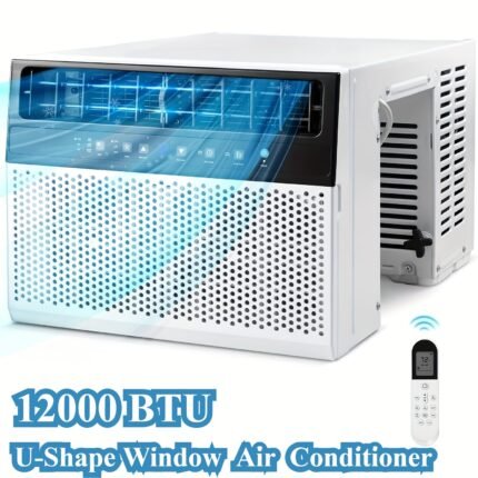 12, 000 BTU Window AC Unit - Heavy-Duty Cooling for Large Spaces up to 550 Sq.Ft, Energy-Saving Window Air Conditioner with 6 Modes (Cool/Heat/DRY/ Fan), 24H Timer, Remote Control Ready, Compact Design - Ideal for Living Room, Office, Apartment - White, Energyefficient Cooling, Full Window View, Durable Construction, Office Climate Control