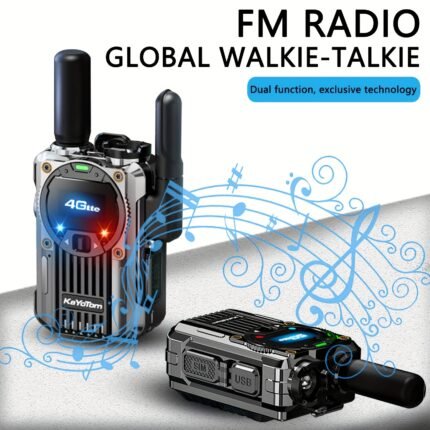 Global Walkie-talkie Two-way Radio Walkie-talkie Portable Radio 5000 Miles Communication Free Band Am/Fm Home Radio Unlimited Distance - Rechargeable PTT Cellular Radio One-click Connection Two Units Equipped with 2 SIM Cards