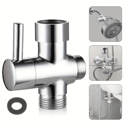 1pc Shower Head Diverter, G1/2" Universal Three-way Water Valve, One to Two Adapter Converter, Shower Diverter Valve Switch, for Bathroom Attachments, Shower Head & Handheld Hoses