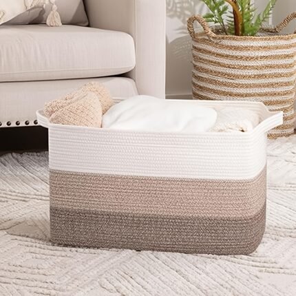 Pack Of 1/3/4/6, Storage Basket, Woven Baskets for Storage, Cotton Rope Basket for Toys, Towel Baskets for Bathroom, Storage And Organization